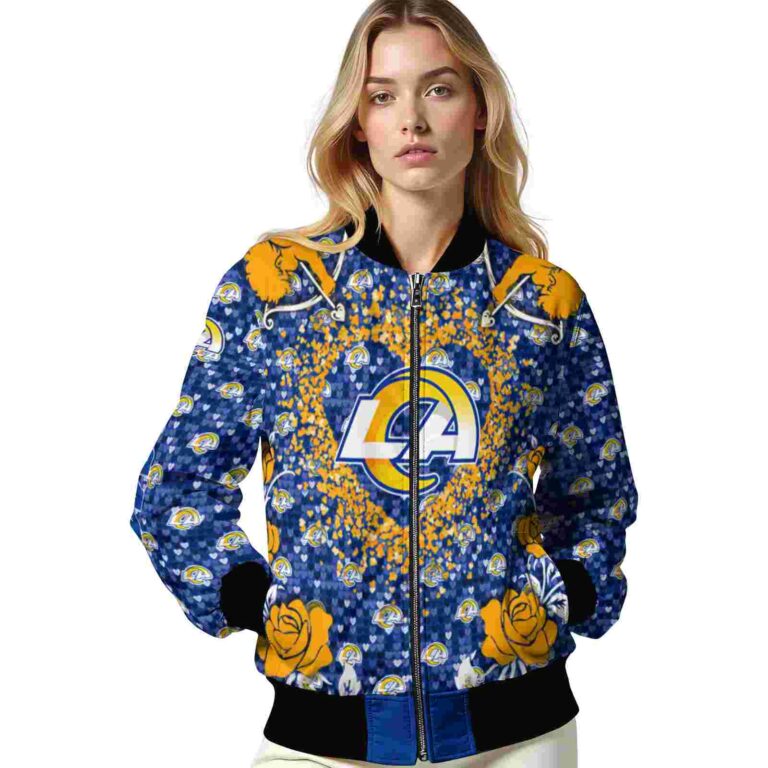 custom los angeles rams heart explosion blue jacket latest model