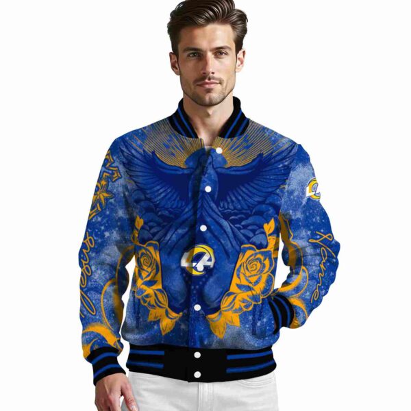custom los angeles rams praying hands blue jacket high quality