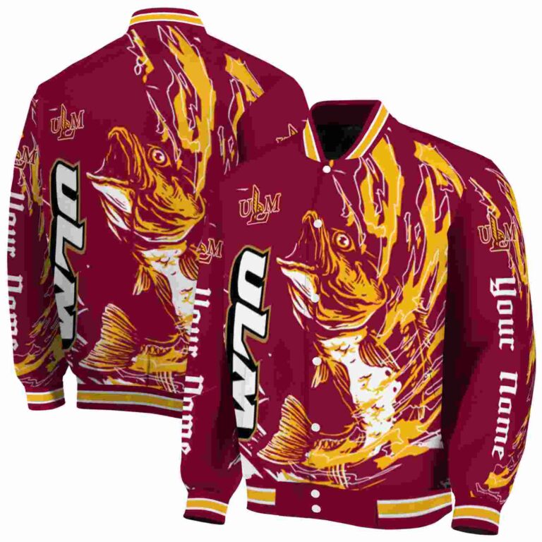 custom louisiana monroe warhawks fishing passion red white jacket fashion forward