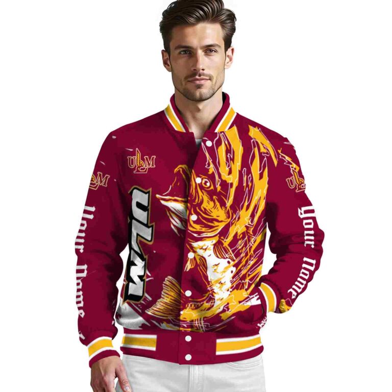 custom louisiana monroe warhawks fishing passion red white jacket high quality