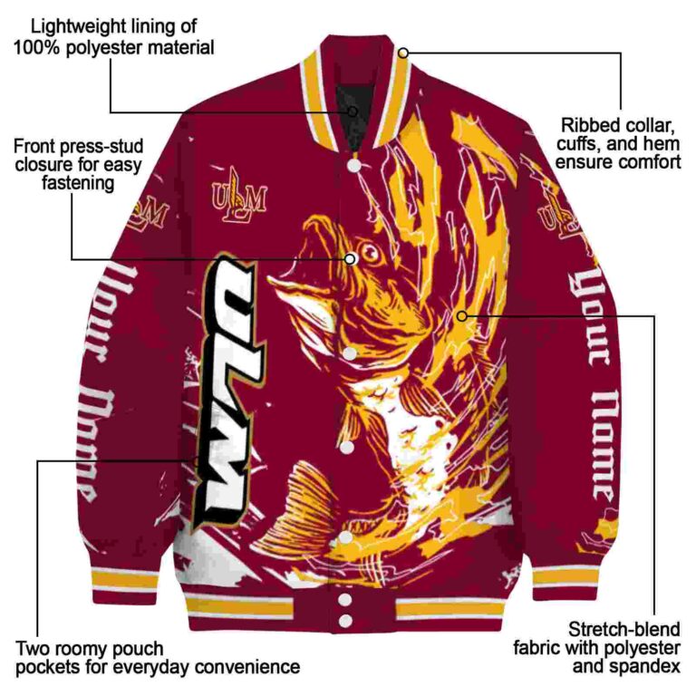 custom louisiana monroe warhawks fishing passion red white jacket new arrival