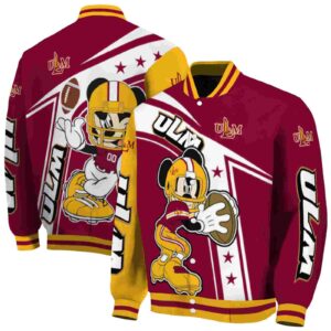 custom louisiana monroe warhawks mickey football red white jacket fashion forward