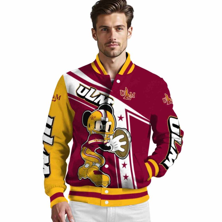 custom louisiana monroe warhawks mickey football red white jacket high quality