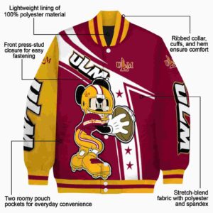 custom louisiana monroe warhawks mickey football red white jacket new arrival
