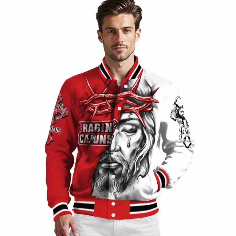 custom louisiana ragin cajuns jesus tears red white jacket high quality