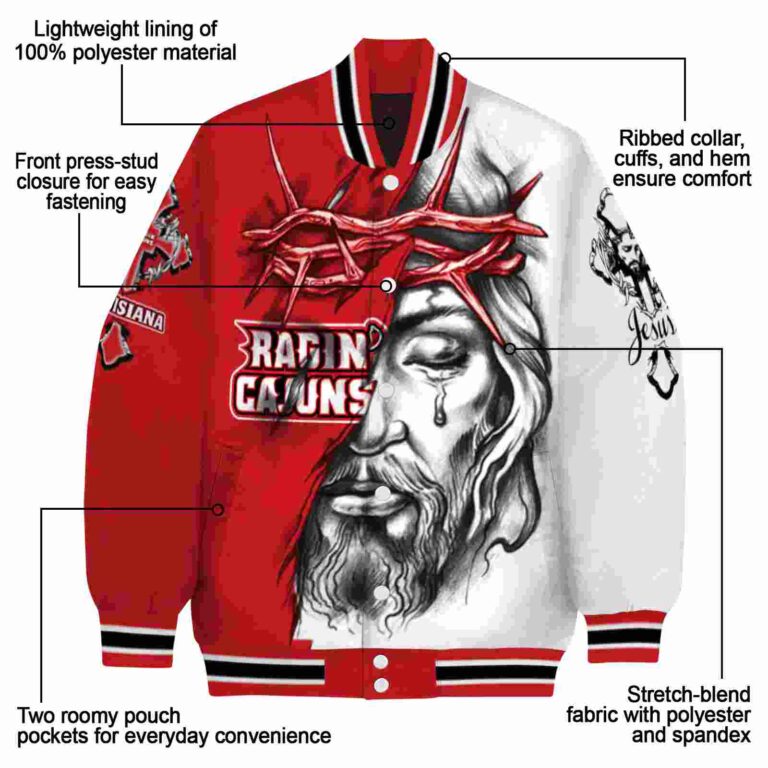 custom louisiana ragin cajuns jesus tears red white jacket new arrival