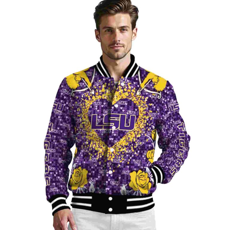 custom lsu tigers heart explosion purple jacket high quality