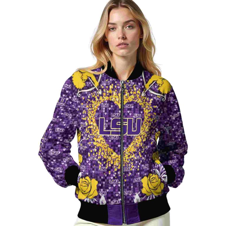 custom lsu tigers heart explosion purple jacket latest model