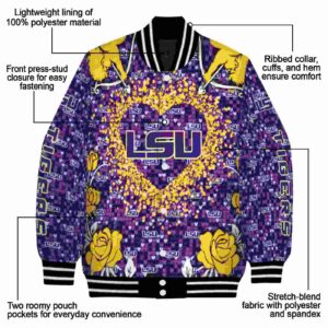 custom lsu tigers heart explosion purple jacket new arrival