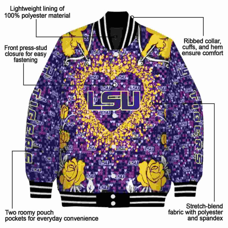 custom lsu tigers heart explosion purple jacket new arrival