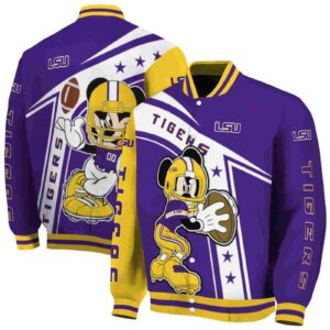 custom lsu tigers mickey football purple white jacket fashion forward