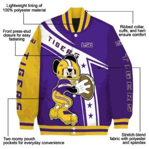 custom lsu tigers mickey football purple white jacket new arrival
