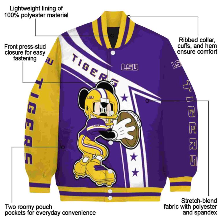 custom lsu tigers mickey football purple white jacket new arrival