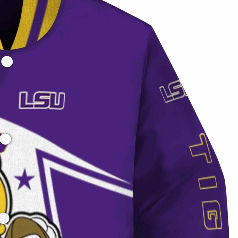 custom lsu tigers mickey football purple white jacket premium grade