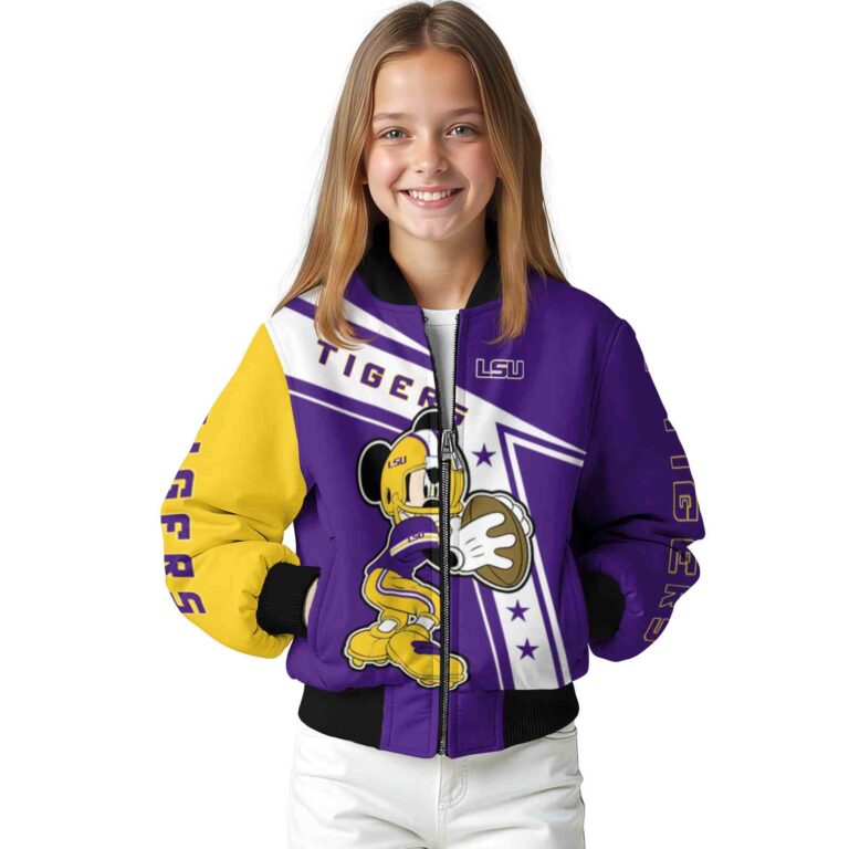 custom lsu tigers mickey football purple white jacket top rated