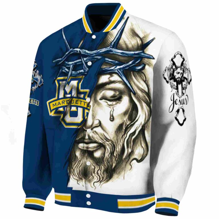 custom marquette golden eagles jesus tears blue white jacket best selling