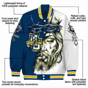 custom marquette golden eagles jesus tears blue white jacket new arrival