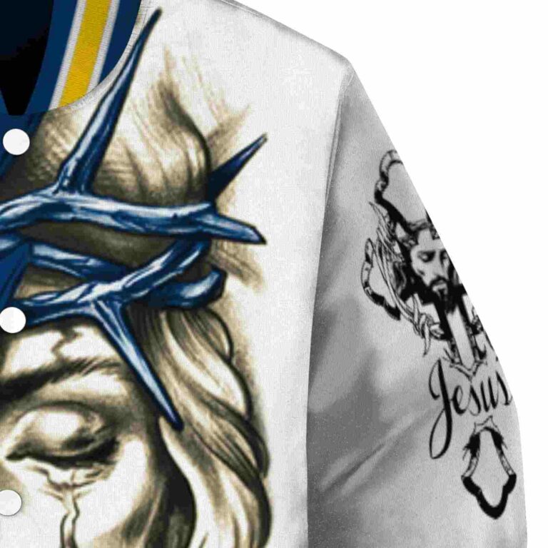 custom marquette golden eagles jesus tears blue white jacket premium grade