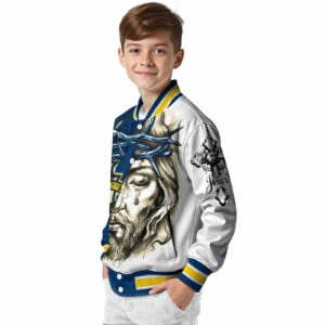 custom marquette golden eagles jesus tears blue white jacket trendy