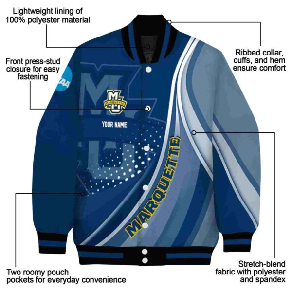 custom marquette golden eagles wave patterns blue jacket new arrival