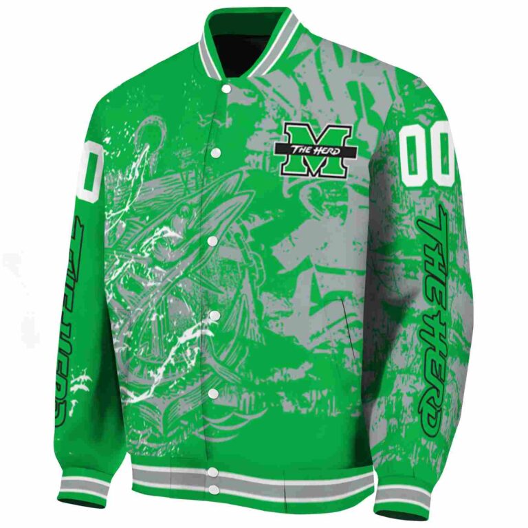 custom marshall thundering herd fishing art green jacket best selling