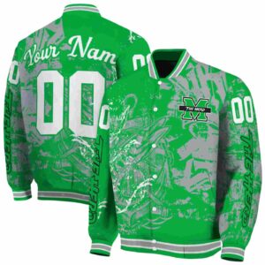 custom marshall thundering herd fishing art green jacket fashion forward