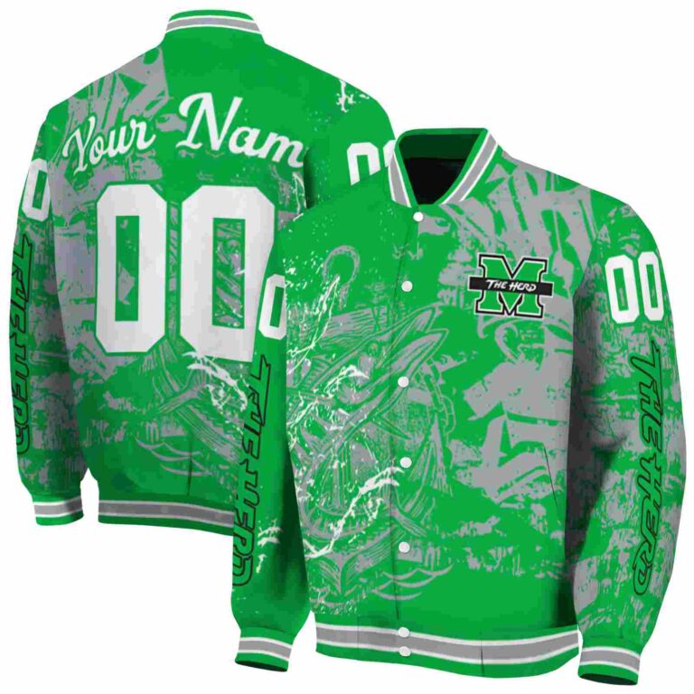 custom marshall thundering herd fishing art green jacket fashion forward