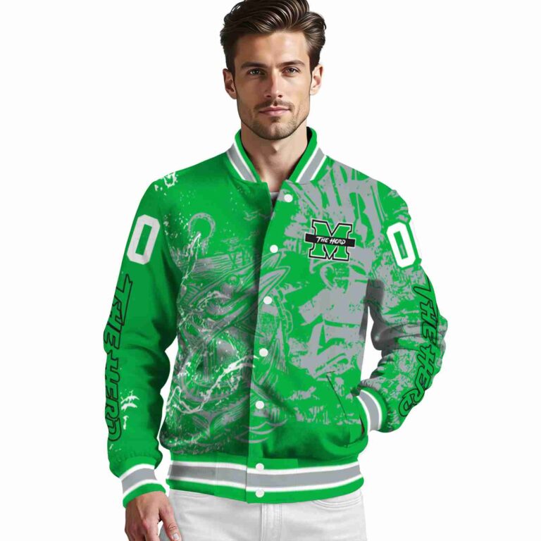 custom marshall thundering herd fishing art green jacket high quality