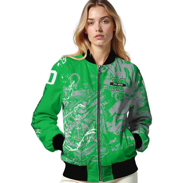 custom marshall thundering herd fishing art green jacket latest model