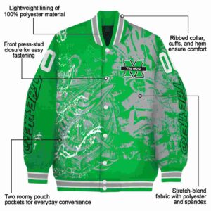 custom marshall thundering herd fishing art green jacket new arrival