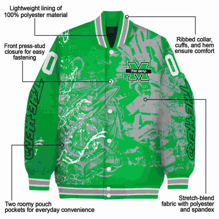 custom marshall thundering herd fishing art green jacket new arrival