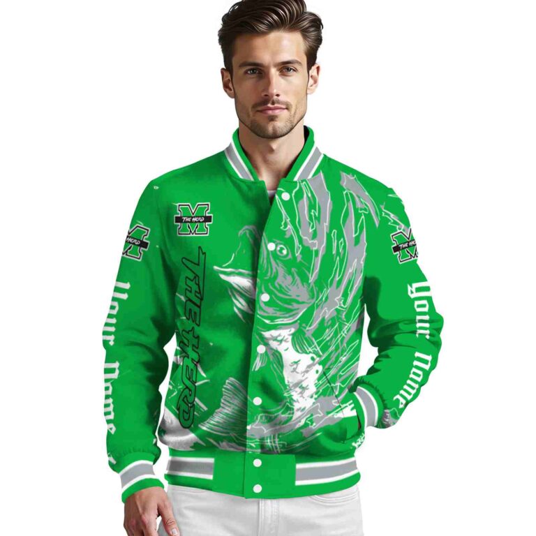 custom marshall thundering herd fishing passion green white jacket high quality