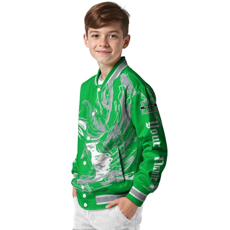 custom marshall thundering herd fishing passion green white jacket trendy