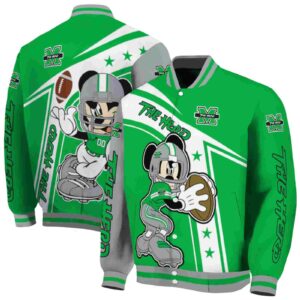 custom marshall thundering herd mickey football green white jacket fashion forward