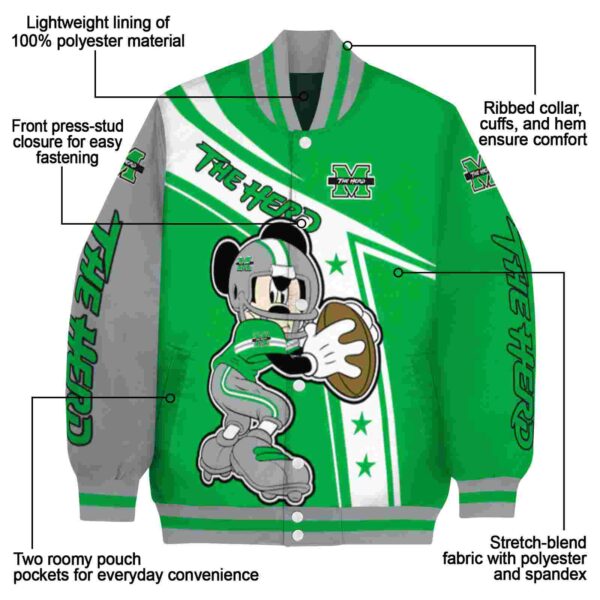 custom marshall thundering herd mickey football green white jacket new arrival