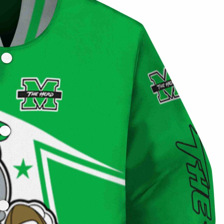 custom marshall thundering herd mickey football green white jacket premium grade