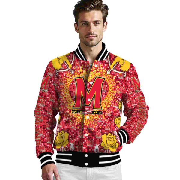custom maryland terrapins heart explosion red jacket high quality