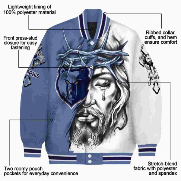 custom memphis grizzlies jesus tears blue white jacket new arrival