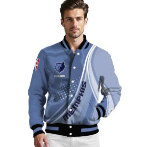 custom memphis grizzlies wave patterns blue jacket high quality