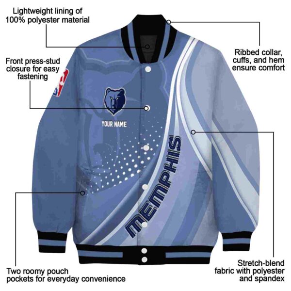 custom memphis grizzlies wave patterns blue jacket new arrival
