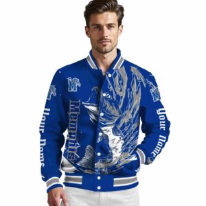 custom memphis tigers fishing passion blue white jacket high quality