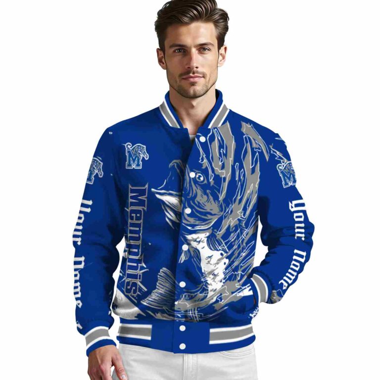 custom memphis tigers fishing passion blue white jacket high quality