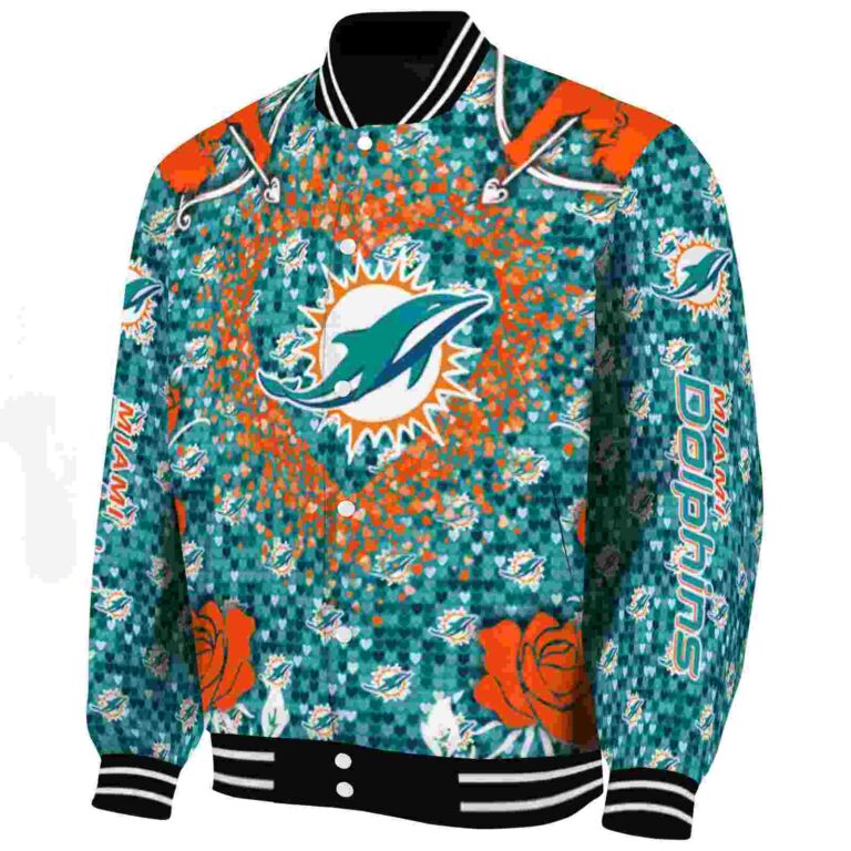 custom miami dolphins heart explosion aqua jacket best selling