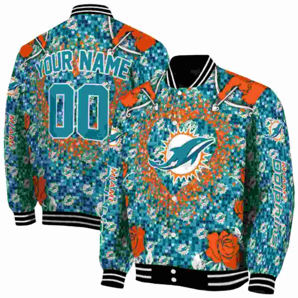 custom miami dolphins heart explosion aqua jacket fashion forward