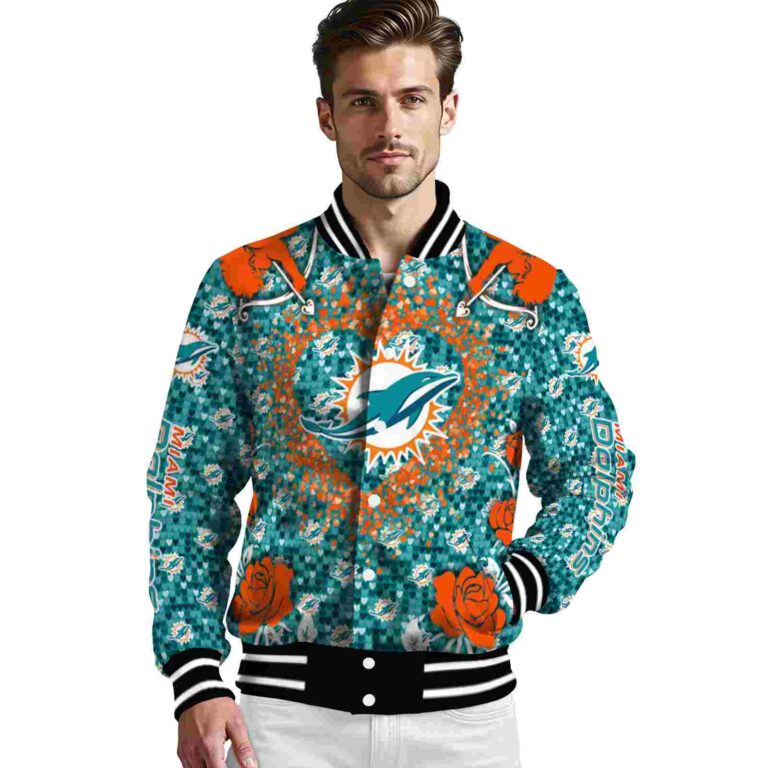 custom miami dolphins heart explosion aqua jacket high quality