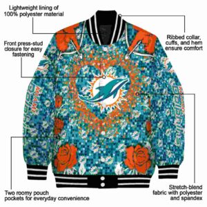 custom miami dolphins heart explosion aqua jacket new arrival