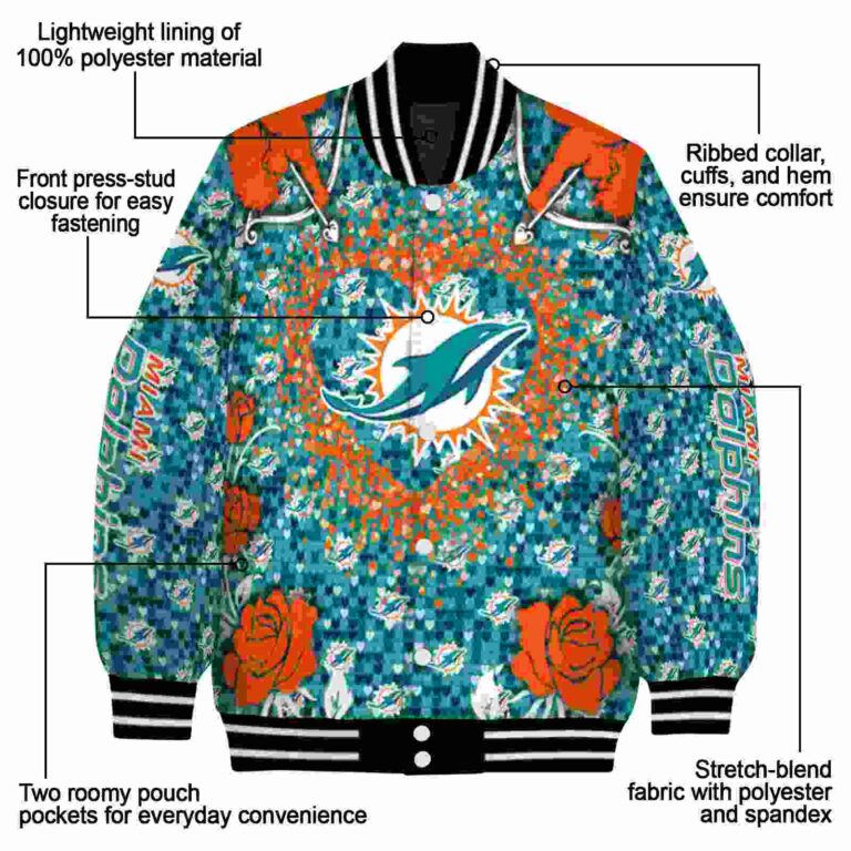 custom miami dolphins heart explosion aqua jacket new arrival