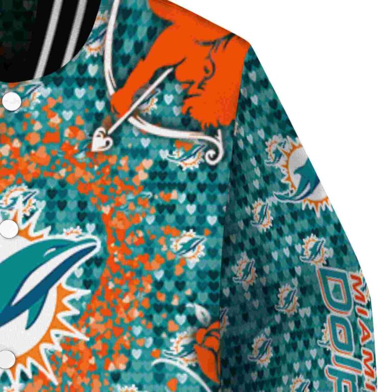 custom miami dolphins heart explosion aqua jacket premium grade