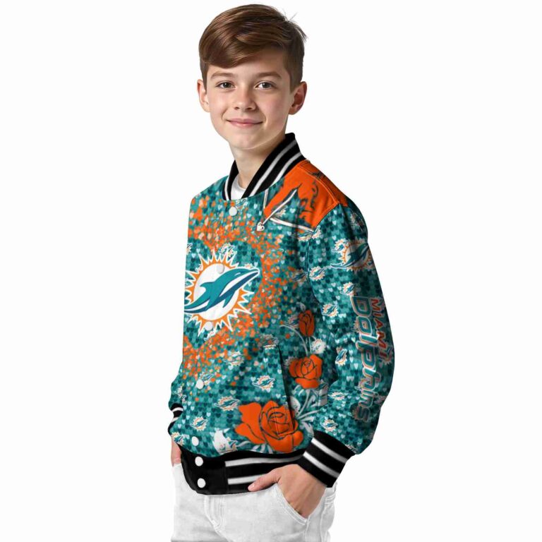 custom miami dolphins heart explosion aqua jacket trendy
