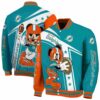 custom miami dolphins mickey football aqua white jacket fashion forward